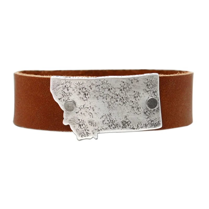 chunky bracelets for women -Montana Leather Cuff Bracelet