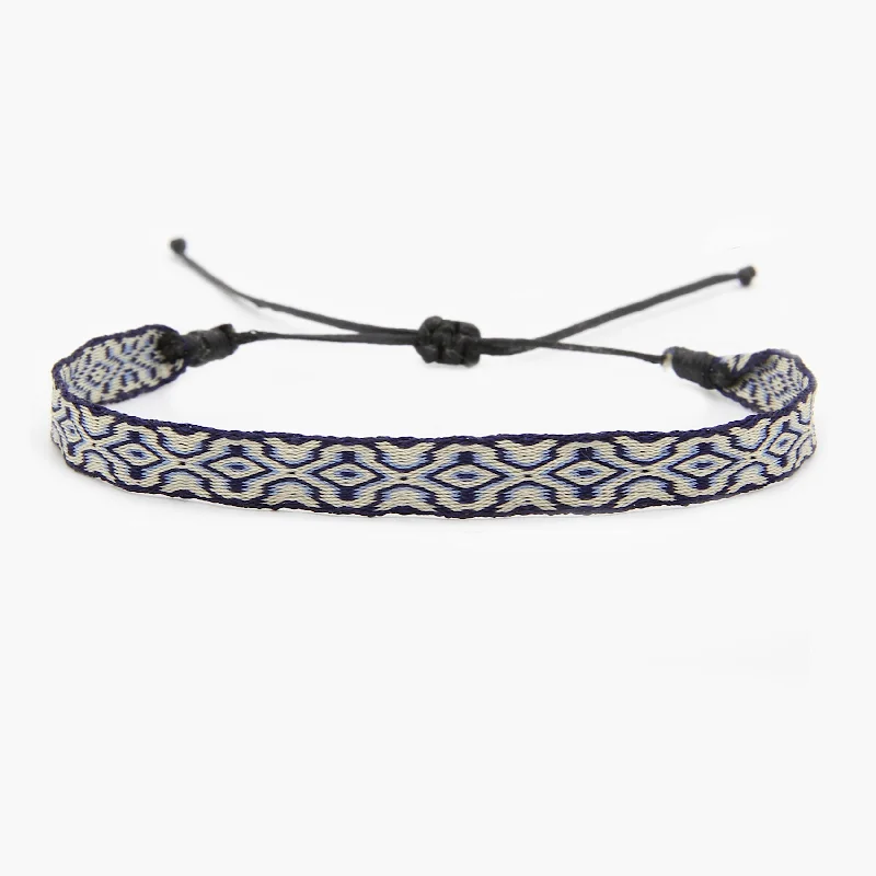 custom engraved bangles -Handmade Purnama Bracelet (Cream/Blue)