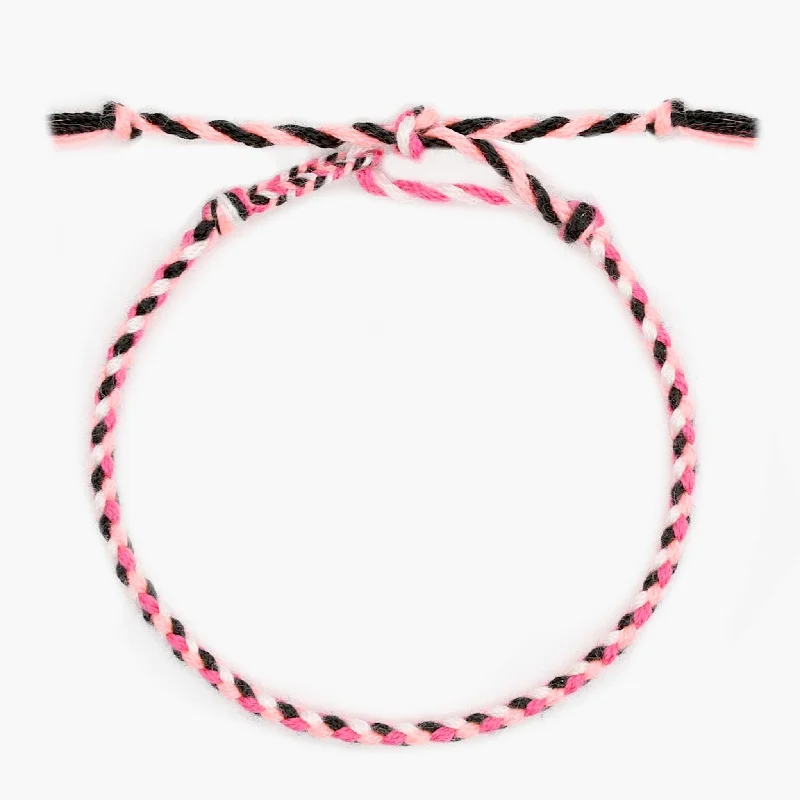 gold charm bracelets for women -Pranayama Cotton Bracelet (Pink/Black)