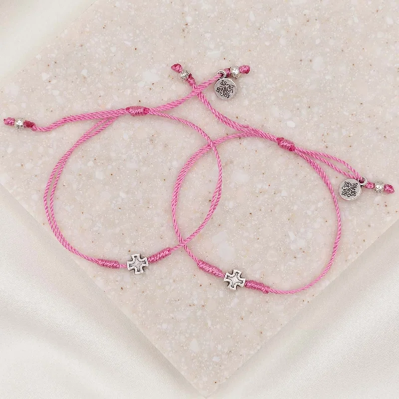 thin bangles for women -Together in Prayer for a Cure Breast Cancer Awareness Bracelet Set