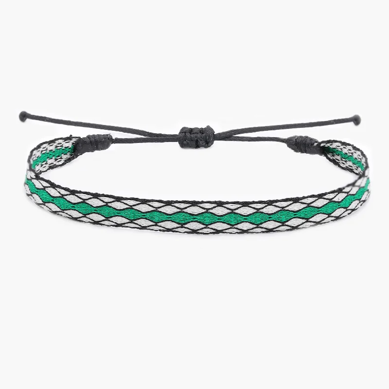 adjustable bangle bracelets -Handmade Purnama Bracelet (Green/White)