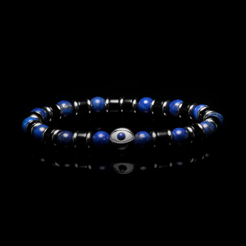 bridal bangles for women -Evil Eye Lapis Lazuli Beaded Bracelet