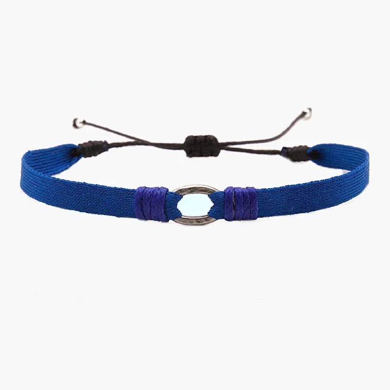 fashion bracelets for women -Handmade Purnama Bracelet With Silver Hoop (Blue)