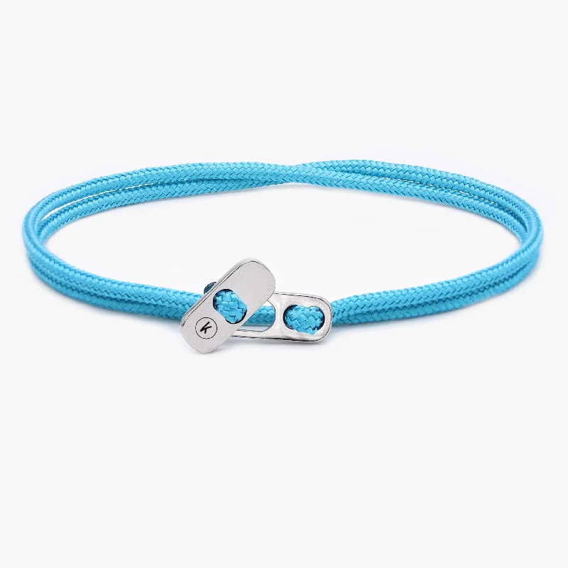 gold bangles for brides -Sailing Cord Bracelet With Silver Clasp (Light Blue)