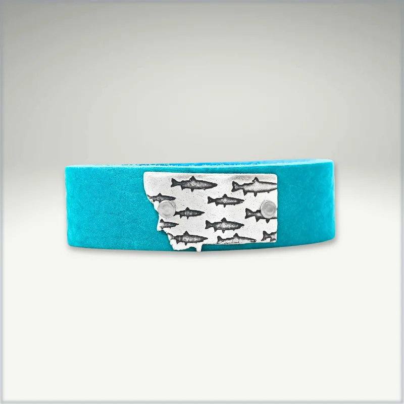 casual charm bracelets -Fishing in Montana Leather Cuff Bracelet