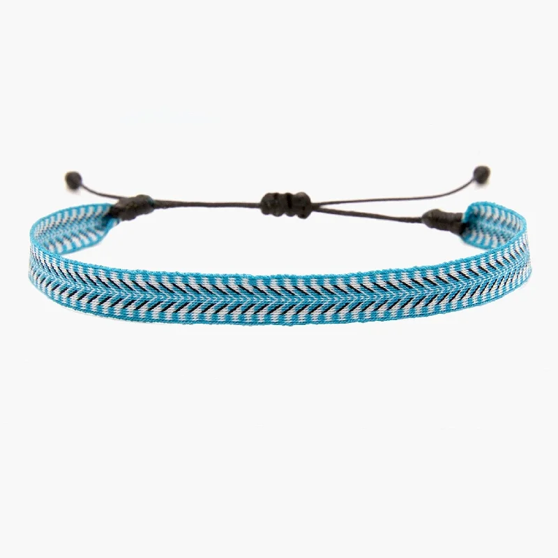 cuff bracelets for women -Handmade Purnama Bracelet (Light Blue/Black/White)