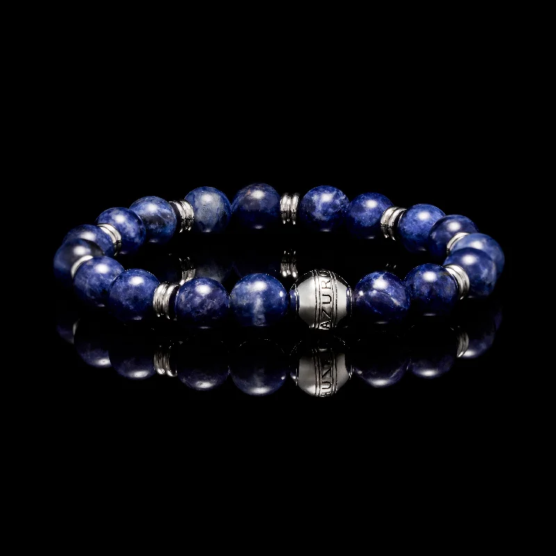 luxury bangles for women -Silver Sodalite Chakra Bracelet