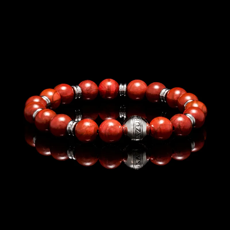 bangles for wedding -Silver Red Jasper Chakra Bracelet