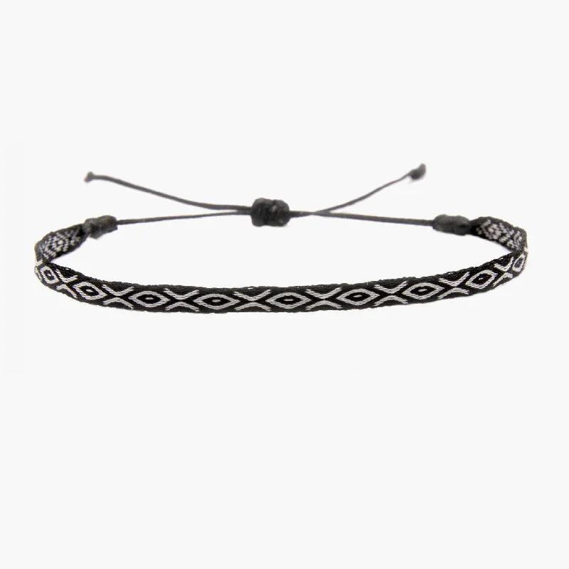 engraved bracelets for women -Handmade Purnama Bracelet (Black/White)