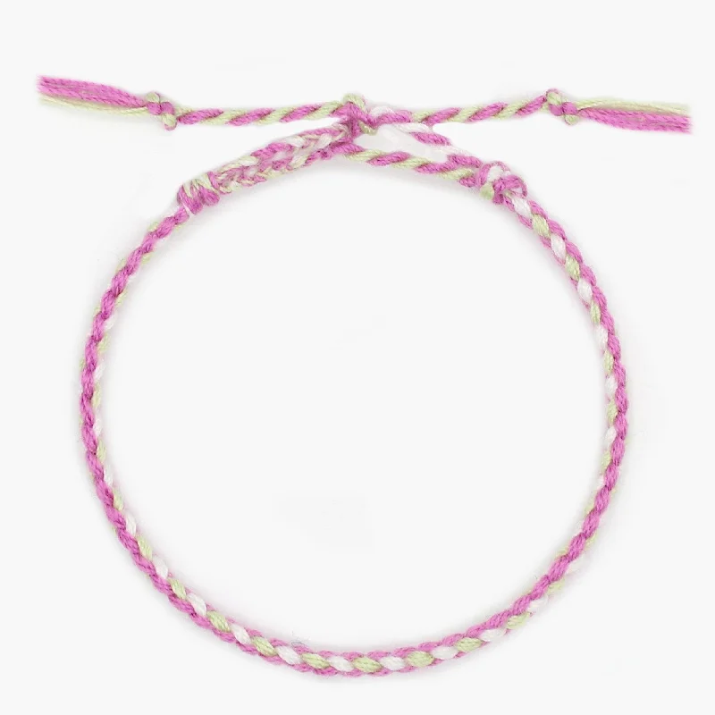 leather wrap bracelets for women -Pranayama Cotton Bracelet (Pink/Light Green)