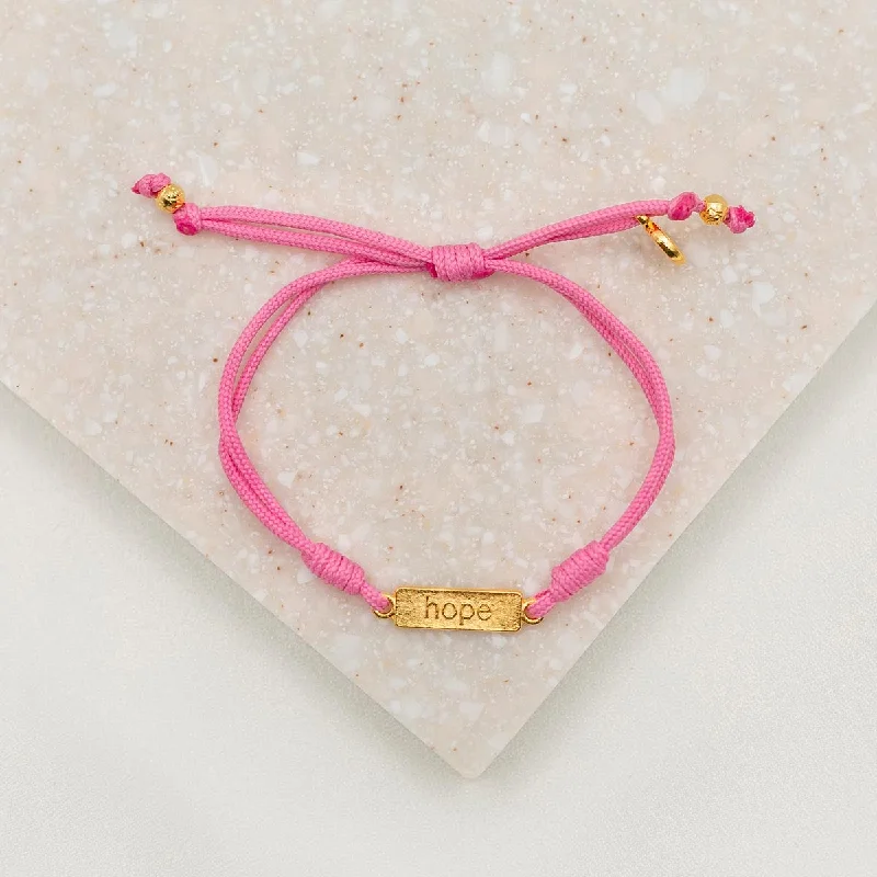 elegant bangles for women -Hope -  Pink Words of Wisdom Breast Cancer Awareness Bracelet