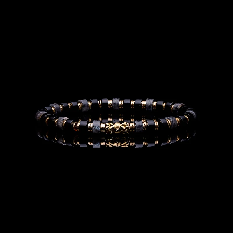 gemstone bracelets for women -Black Gold | Black Onyx Beaded Bracelet