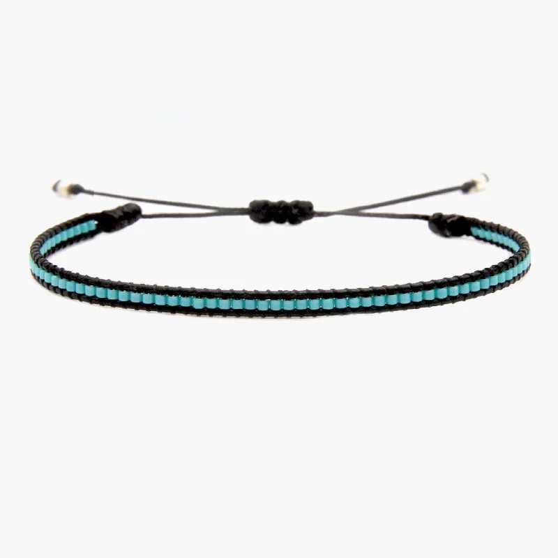 silver bangles for women -Purnama Miyuki Bracelet (Black/Turquoise)