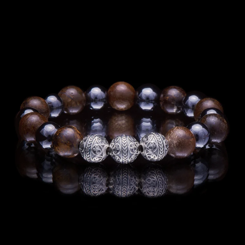 adjustable leather bangles -Apollo | Classic Silver Beaded Bracelet