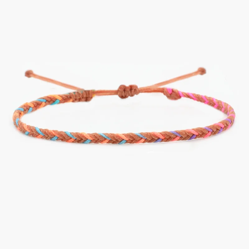 chunky bangles for women -Adjustable Mini Braided Bracelet (Coral/Blue)