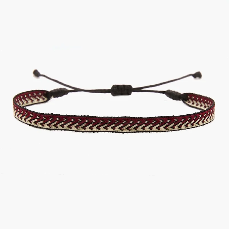 vintage bangles for women -Handmade Purnama Bracelet 79 (Burgundy/Nude)