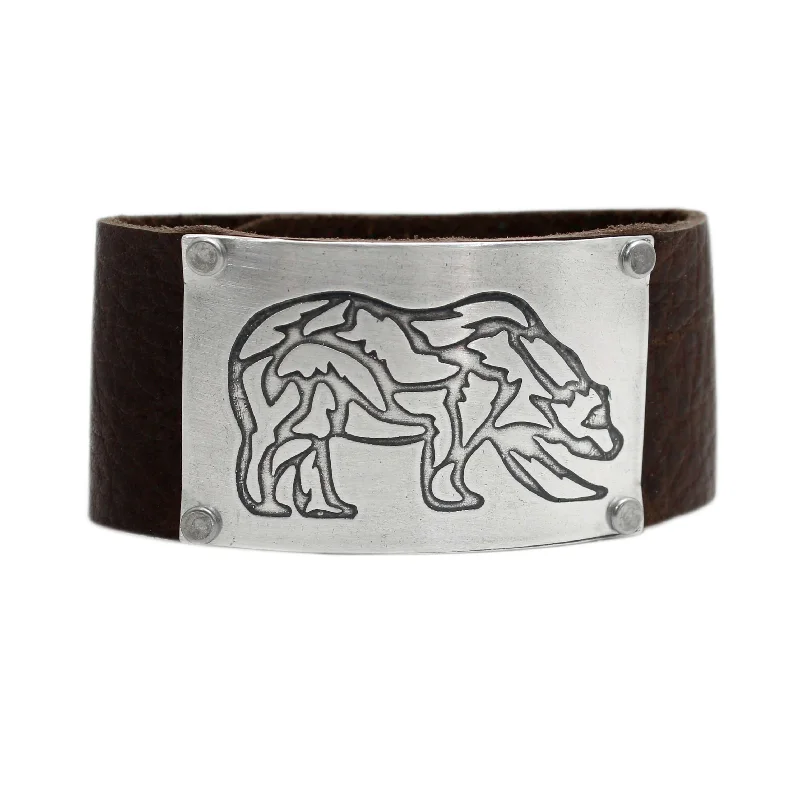 leather bracelets for women -Rocky Bear Leather Cuff Bracelet