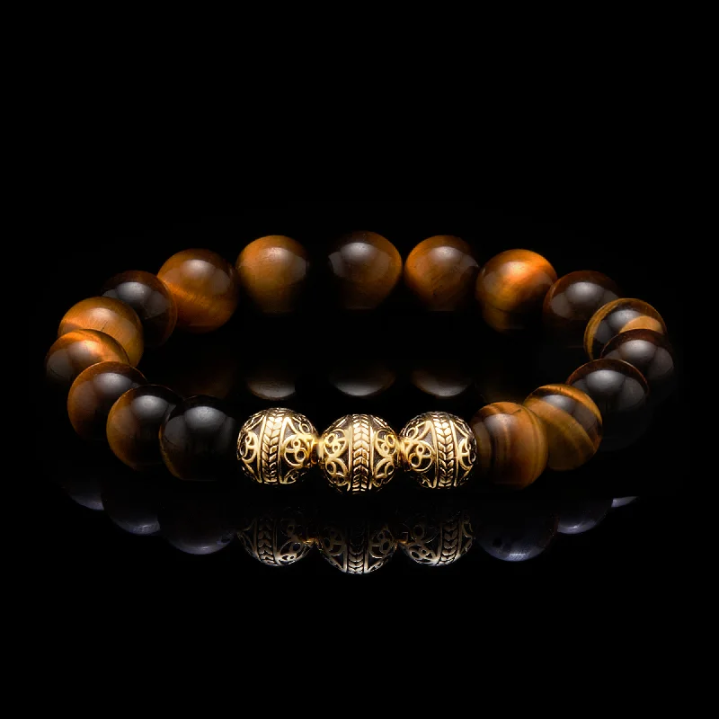 wedding bangles for women -Classic Gold Tiger Eye Bracelet