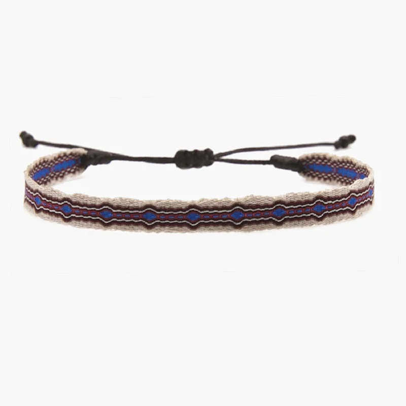 leather bracelets for women -Handmade Purnama Bracelet 48 (Blue/Red)