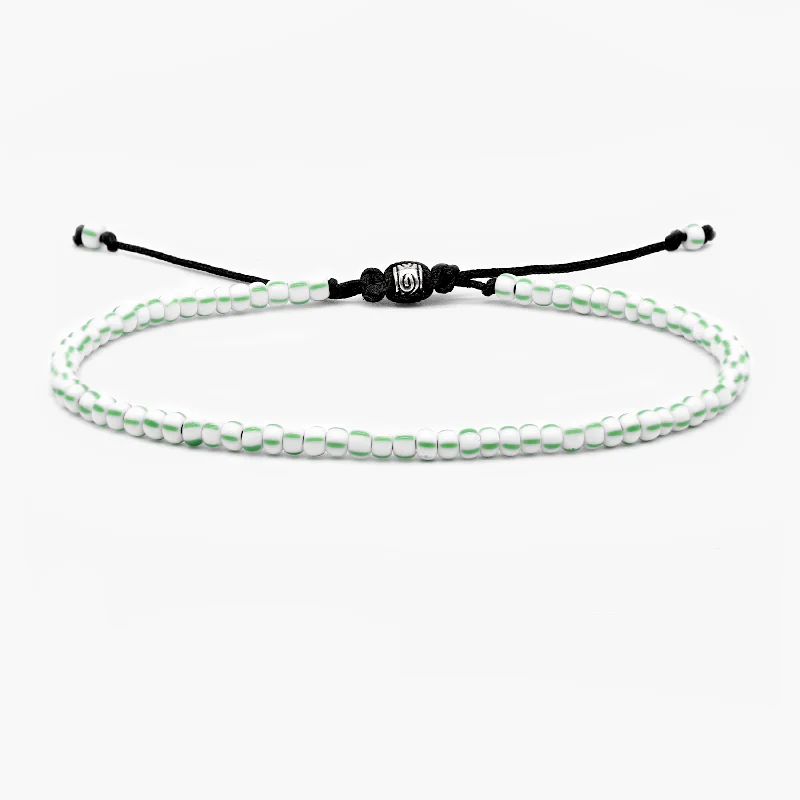 adjustable leather bangles -2mm Glass Beads Adjustable Bracelet (Green)