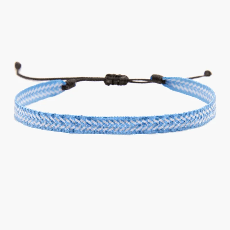 woven bracelets for women -Handmade Purnama Bracelet (White/Light Blue)