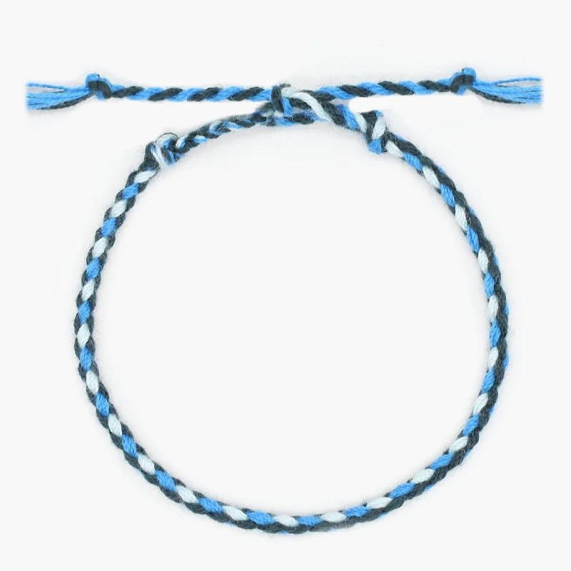 simple bangles for women -Pranayama Cotton Bracelet (Navy Blue/Turquoise)